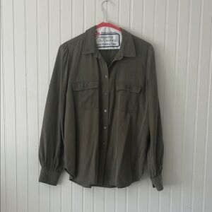 Olive Green Loft Button-Up blouse M